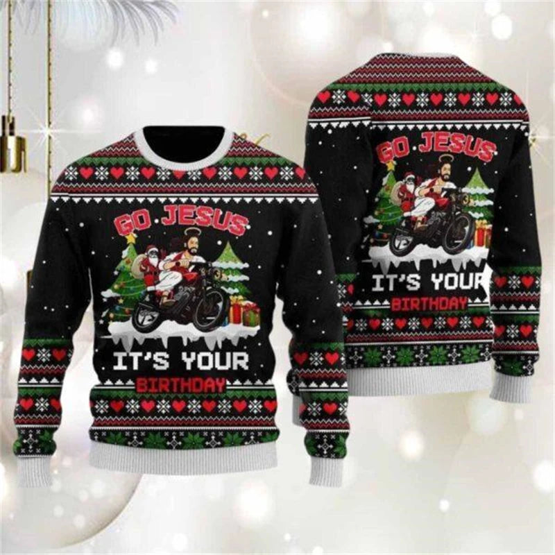 Silly Santa Claus Graphic Ugly Christmas Sweater