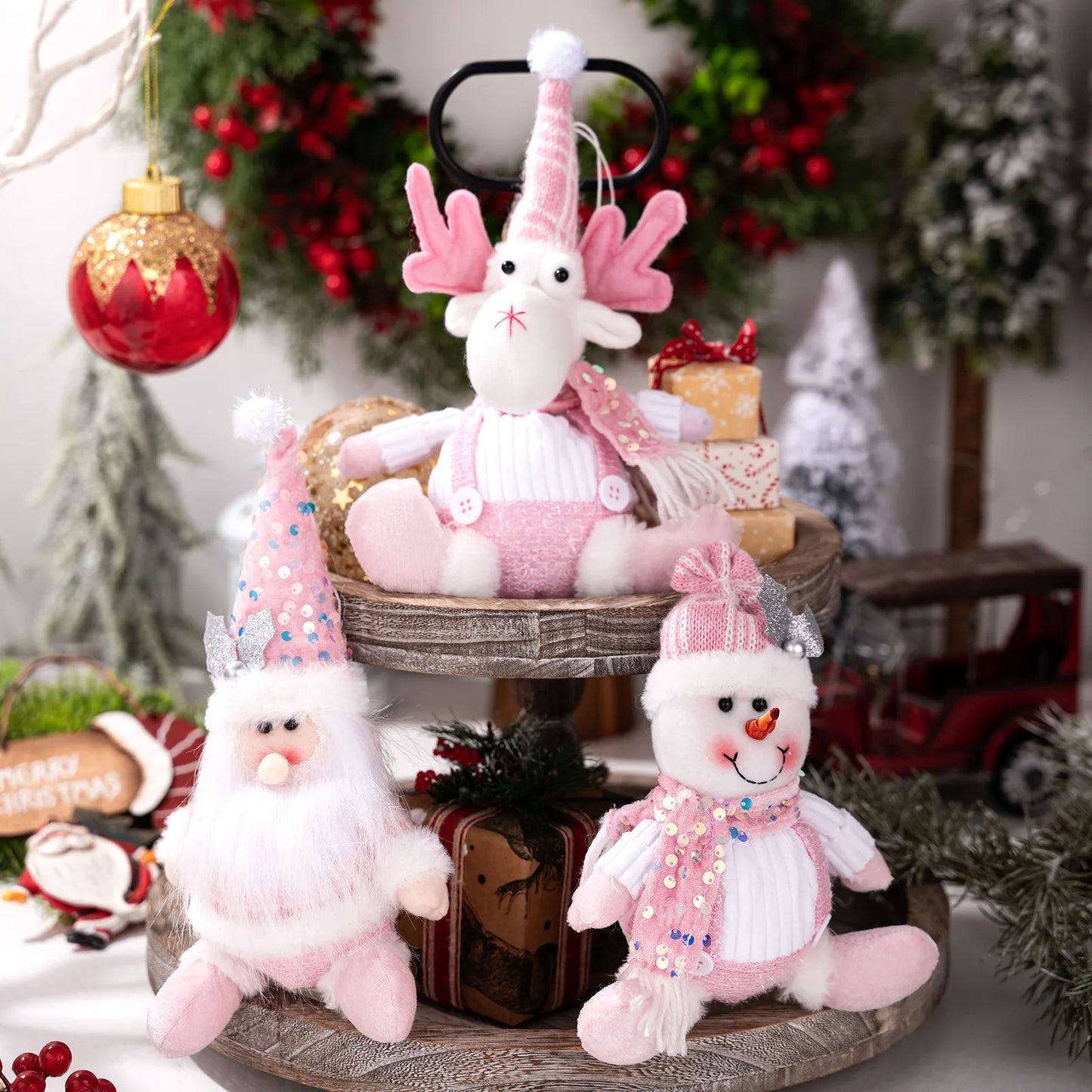 Pink Sequined Figurines