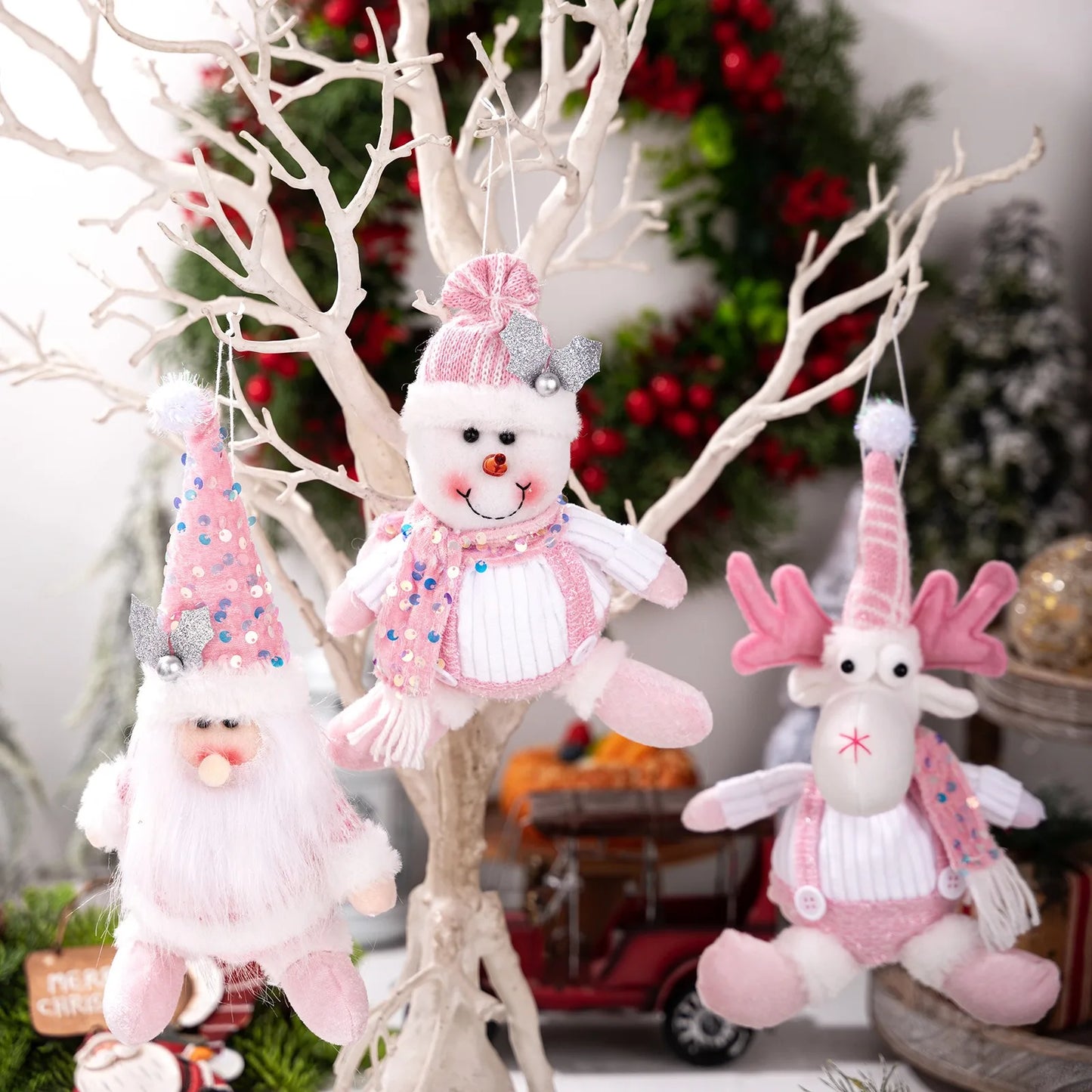 Pink Sequined Figurines