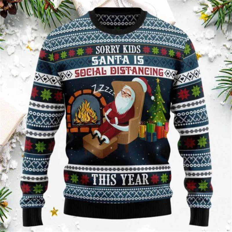 Silly Santa Claus Graphic Ugly Christmas Sweater